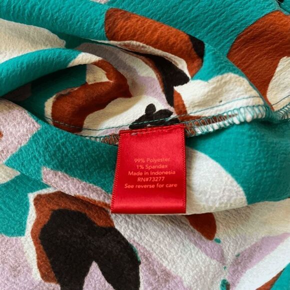 Jennifer Lopez Women's Turquoise Floral Bar Bell‎ Sleeve Peasant Top Sz M - Picture 7 of 9